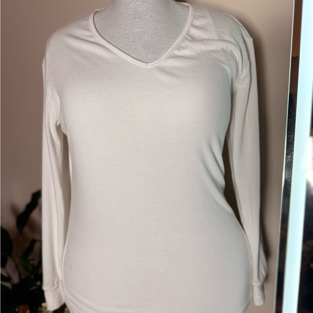 Women's Cream V-Neck Top